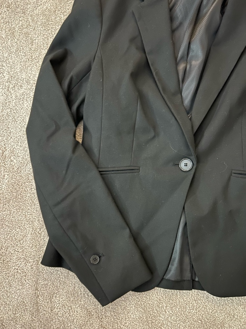 H&M Black Women's Tailored Blazer - Single-Button Suit Jacket - Picture 2 of 4